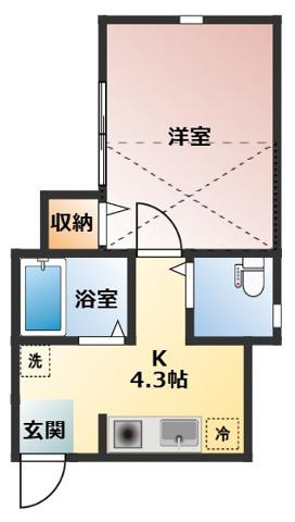 BCOLLECT 衣笠(1K/1階)の間取り写真