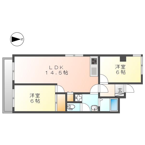 第2栄和マンション(2LDK/2階)の間取り写真