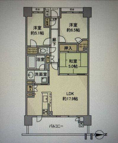 川崎サイトシティIV番館(3LDK/8階)の間取り写真