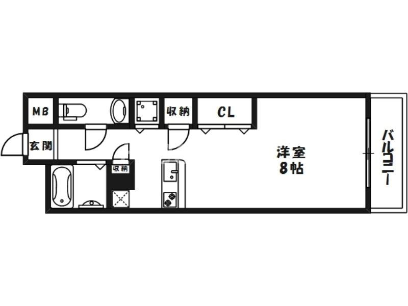 エスリード御堂筋梅田(ワンルーム/9階)の間取り写真