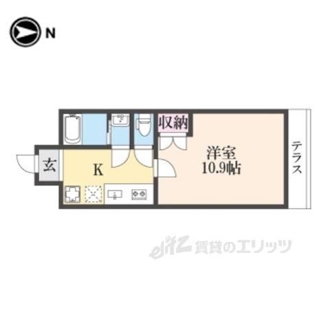 フラッティ北栗栖町(1K/1階)の間取り写真