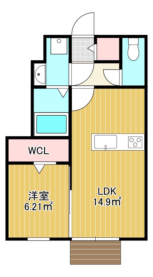 COCO上富井(1LDK/1階)の間取り写真