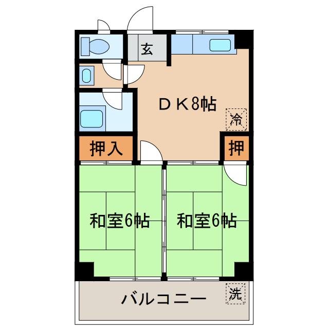 兼松西浜ビル(2DK/3階)の間取り写真