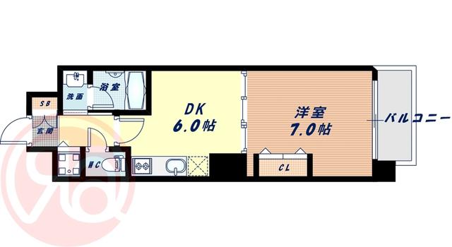 エスライズ西本町II(1DK/10階)の間取り写真