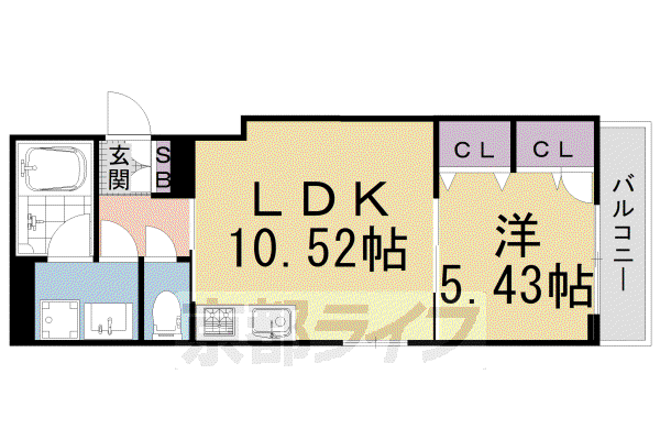 シャーメゾン北野白梅苑(1LDK/3階)の間取り写真