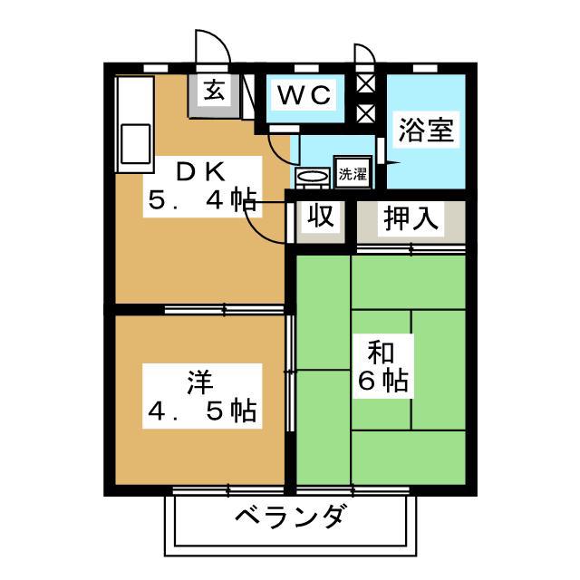パナハイツ阿部(2DK/1階)の間取り写真