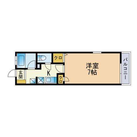 パルメゾン二日市(1K/2階)の間取り写真