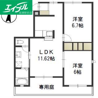 ハピネスA(2LDK/1階)の間取り写真