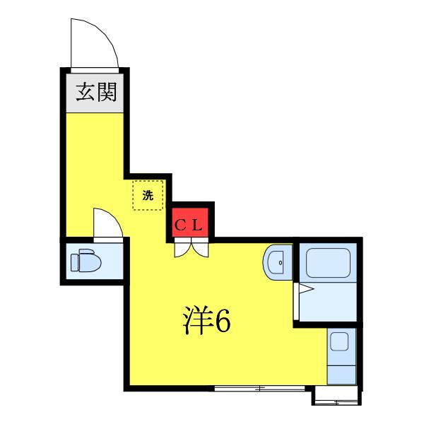 西池ガーデンハイツ(ワンルーム/1階)の間取り写真