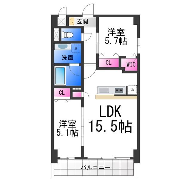 ラ・グレース(1SLDK/2階)の間取り写真