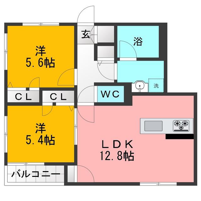 URBAN SUITES KUNITACHI(2LDK/1階)の間取り写真