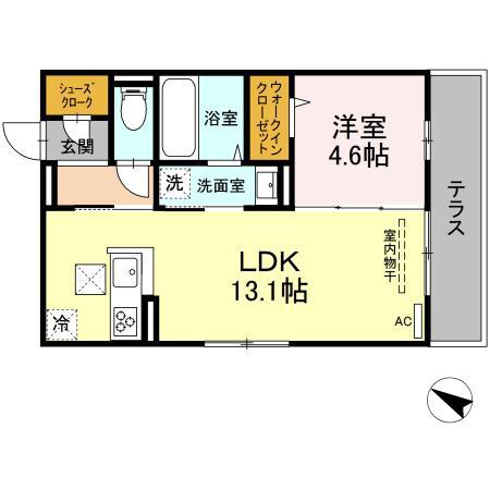 プラティアテトラ(1LDK/1階)の間取り写真