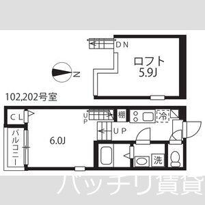 ハーモニーテラス長田町(1K/1階)の間取り写真