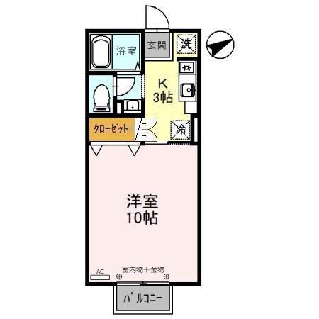 ヴェルドミールB(1K/2階)の間取り写真