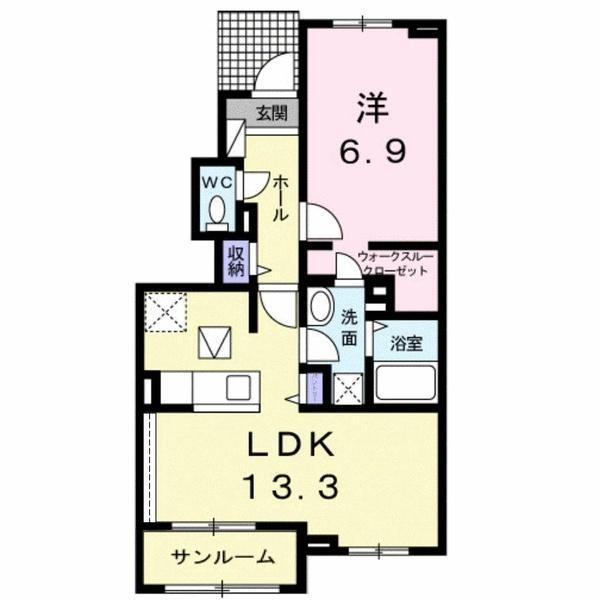 ブリッサ B(1LDK/1階)の間取り写真
