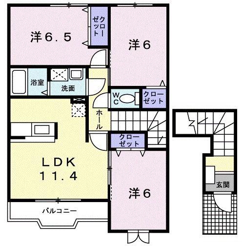 セレーノI(3LDK/2階)の間取り写真