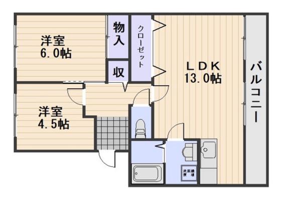 ジョイフル今(2LDK/3階)の間取り写真