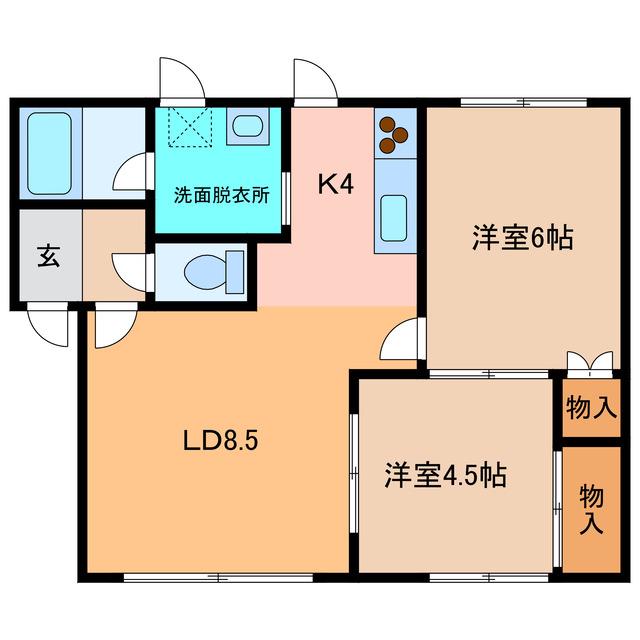 グランディール15(2LDK/2階)の間取り写真
