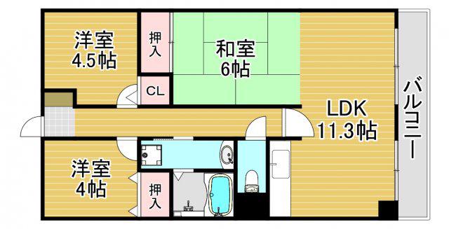 アソシアード御幣島(2SLDK/5階)の間取り写真
