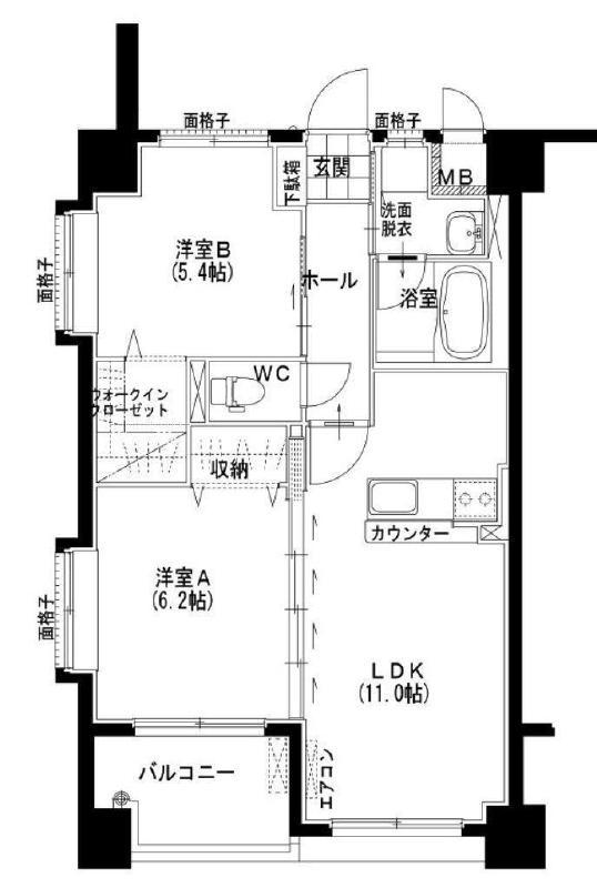 ハーモニー清水(2LDK/2階)の間取り写真