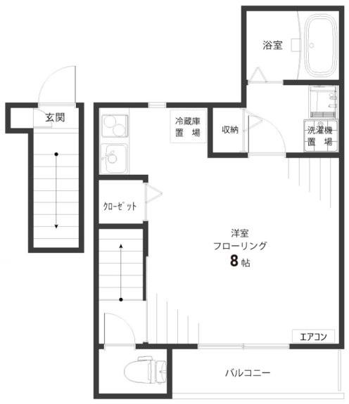 クレイドル北千住(1K/2階)の間取り写真