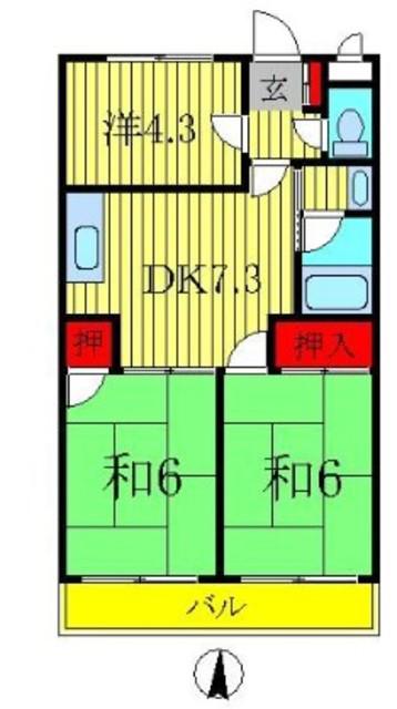ハッピネス壱番館(3DK/2階)の間取り写真