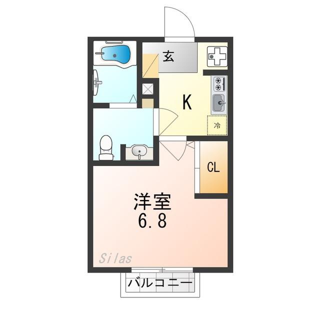 BONHEUR嵐山(1K/2階)の間取り写真