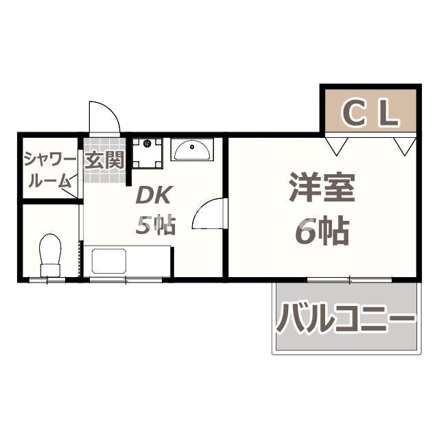 第3田辺マンション(1DK/5階)の間取り写真
