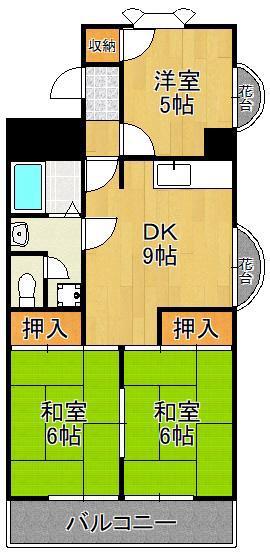 ハイツ帆柱(3DK/5階)の間取り写真