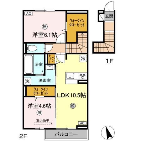 シリウスアーク(2LDK/2階)の間取り写真