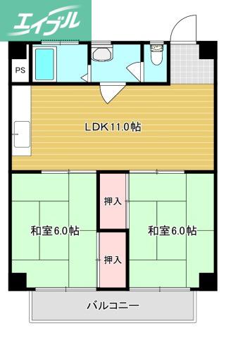 坂本マンション(2LDK/3階)の間取り写真