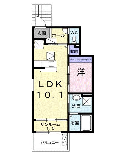 ベルソレイユ(1LDK/1階)の間取り写真