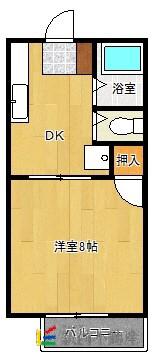 シティみの原B(1DK/1階)の間取り写真