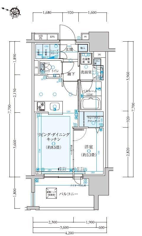 クリオ神田(1LDK/4階)の間取り写真