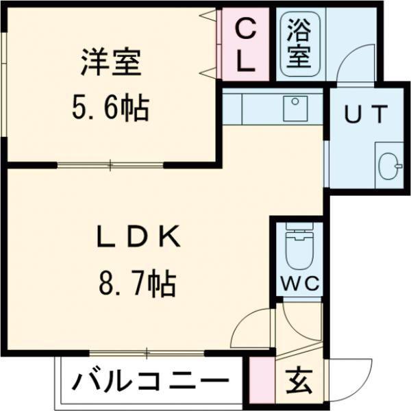 ソニック深堀(1DK/2階)の間取り写真