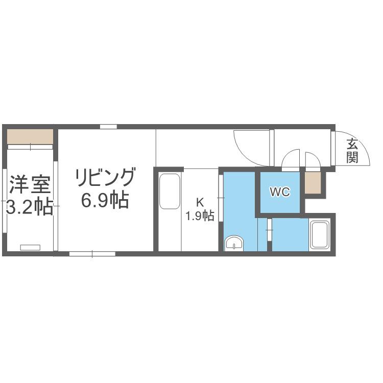 グランシャリオ平岸(1LDK/1階)の間取り写真