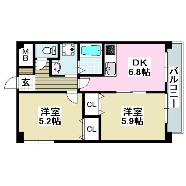 ショーシコン壱番館(2DK/4階)の間取り写真
