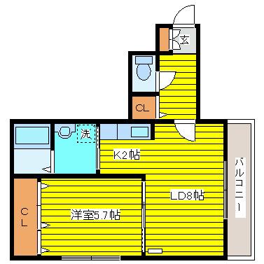 グランメール康友館(1LDK/3階)の間取り写真
