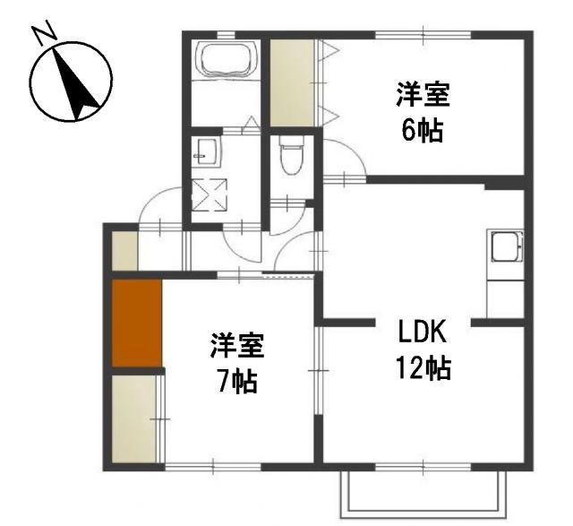 ベルエポック原尾島A(2LDK/2階)の間取り写真