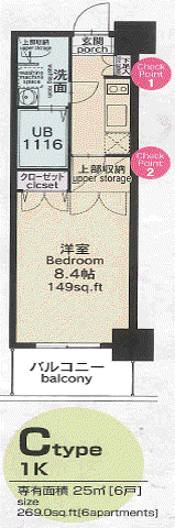 CLUB ORIENT BLD NO.82(1K/3階)の間取り写真