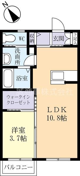 レジデンス千波(1LDK/2階)の間取り写真