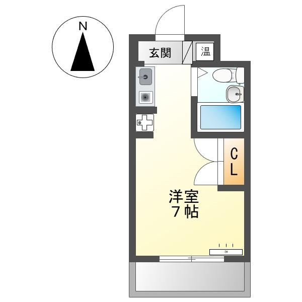 加島ハイツ(ワンルーム/1階)の間取り写真
