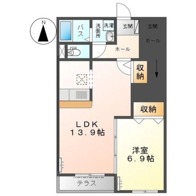 SHAMROCK(1LDK/1階)の間取り写真
