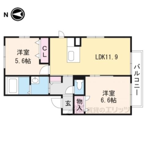 ミルキーウェイⅠ(2LDK/2階)の間取り写真