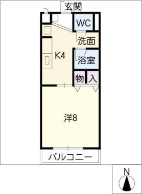 SURPLUS祥(1K/2階)の間取り写真