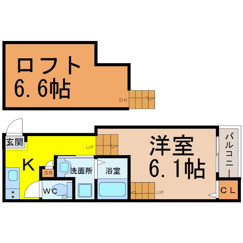 STAGE苗代町(1K/2階)の間取り写真