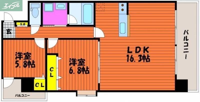 SIN KERUUXU TERA(2LDK/4階)の間取り写真