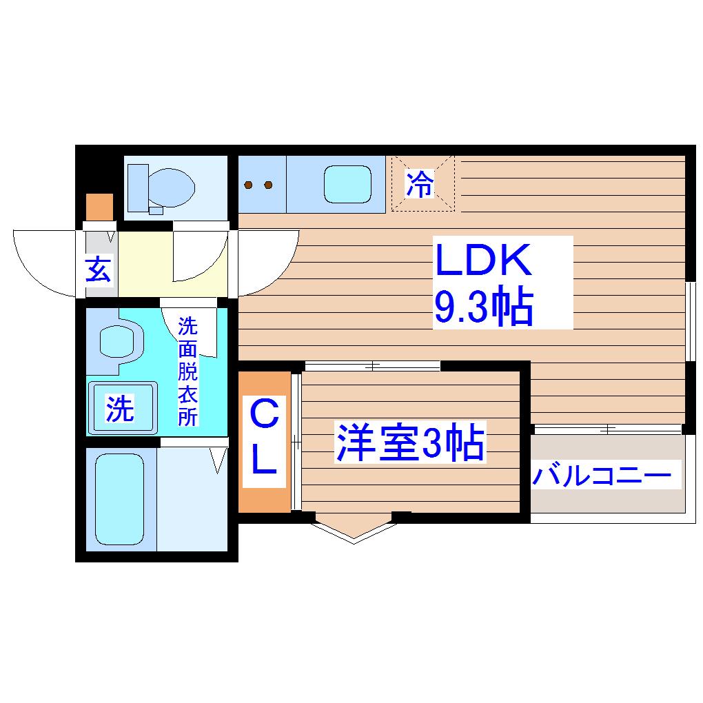 REGALEST五橋(1LDK/1階)の間取り写真