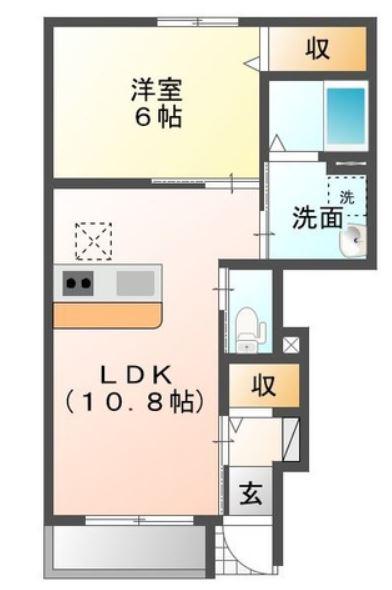 カンタービレ(1LDK/1階)の間取り写真