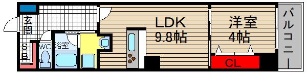 アンビシャス鎗屋町(1LDK/4階)の間取り写真